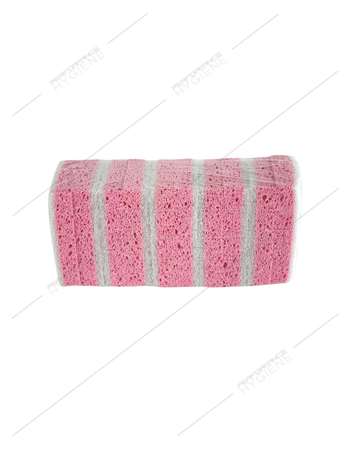Image de Eponge grattante douce blanche/rose sanitaires 13x9cm