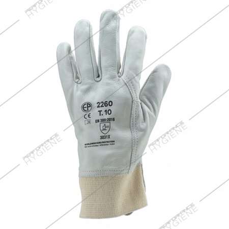 Image de Gants fleur de vachette, poignée élastiquée - T09/L