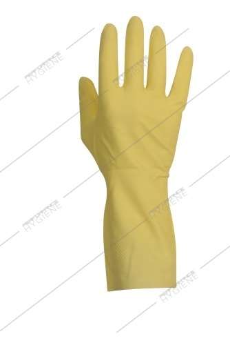Image de Gants ménage latex flocké jaune 7 7½ - TM
