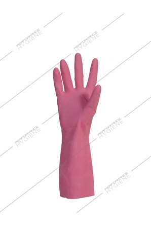 Image de Gants ménage latex flocké rose 6 6½ - TS