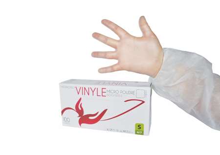 Image de Gants vinyle micro poudrés PREMIUM jetables - bte 100 -T08/M