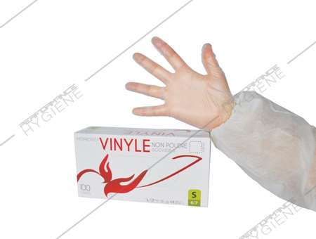 Image de Gants vinyle non poudrés jetables - boite 100 - T08/M