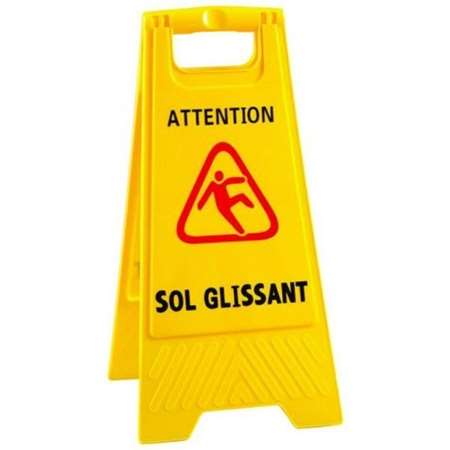 Panneau de signalisation jaune Sol Glissant - hauteur 62cm