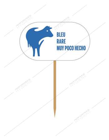 Image de Piques marqueur à viande Bleu - cuisson bleu - lot 100