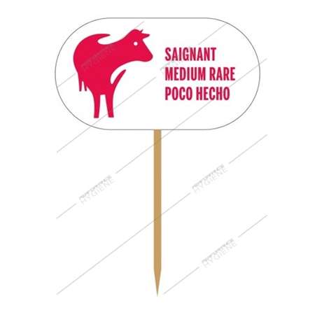 Image de Piques marqueur à viande Rouge-cuisson saignant - lot de 100