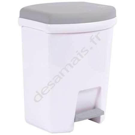 Image de Poubelle en plastique blanc à pédale 25L