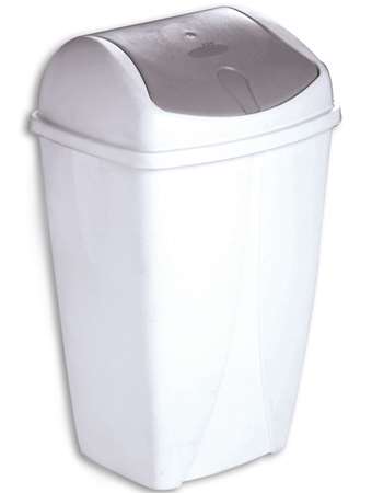 Image de Poubelle en plastique blanc à couvercle basculant PUSH 50L