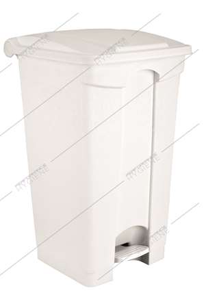 Image de Poubelle cuisine plastique blanche à pédale HACCP 90L