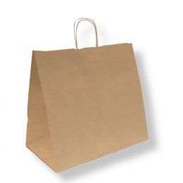 Image de Sacs papier kraft brun 36+21x33,5cm poignées rondes -lot 250