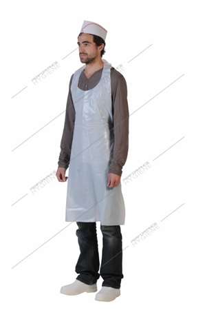 Image de Tabliers en polyéthylène blanc jetables - sachet de 100