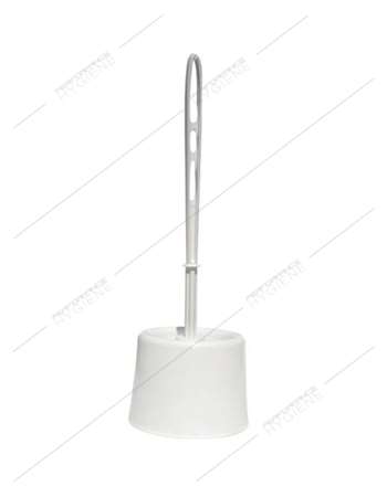 Image de Ensemble brosse wc boule avec socle plastique blanc Ecoline