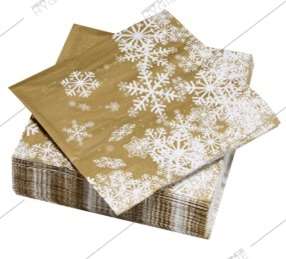 Serviettes 40x40cm ouate 3P KALEIDOSCOPE Or - lot de 50