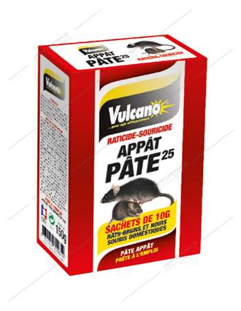 Appât pâtes 10g rats/souris intérieur VULCANO - Bte 150g