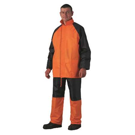 Ensemble de pluie souple enduit PVC (orange fluo) - T L