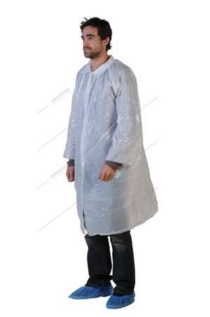 Image de Blouse jetable visiteur P.E blanche à pressions - T.U