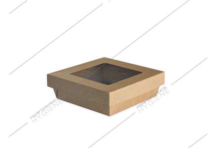 Image de Boite salade kraft 160x160 H50mm + couvercle BSK16 - lot 60