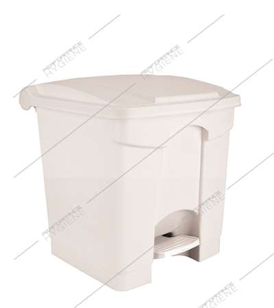 Image de Poubelle cuisine plastique blanche à pédale HACCP 30L