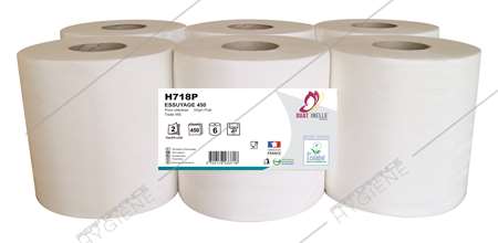 Image de Bobine 450F ECO à DC pure ouate gaufrée blanche 2P - lot 6