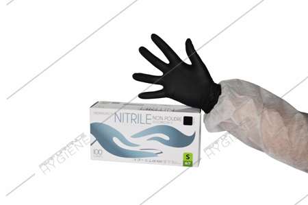 Image de Gants nitrile noir non poudrés jetables - boite 100 - T07/S