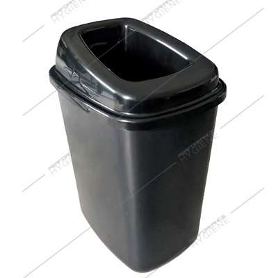 Image de Poubelle en plastique noir sans contact ATRIUM 28L (Covid)