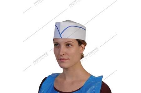 Image de Calot papier blanc liseré bleu réglable - boîte 100