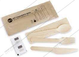 Couverts en bois en sachet (kit 6/1) - carton 250