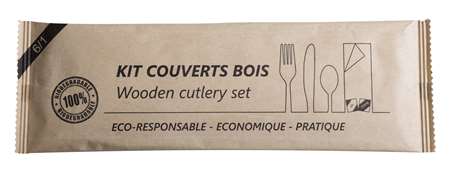 Image de Couverts en bois en sachet (kit 6/1) - carton 250