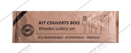 Couverts en bois en sachet (kit 4/1) - carton 250