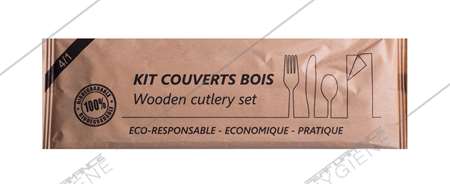 Image de Couverts en bois en sachet (kit 4/1) - carton 250