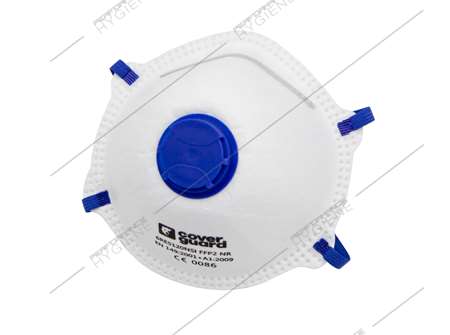 Image de Masque à soupape blanc/bleu FFP2 jetable - boite de 10