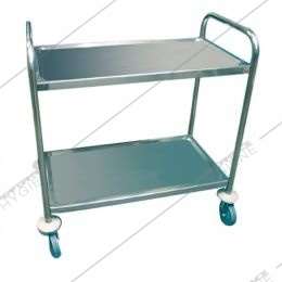 Chariot inox de service 2 niveaux - 86x53xH93cm