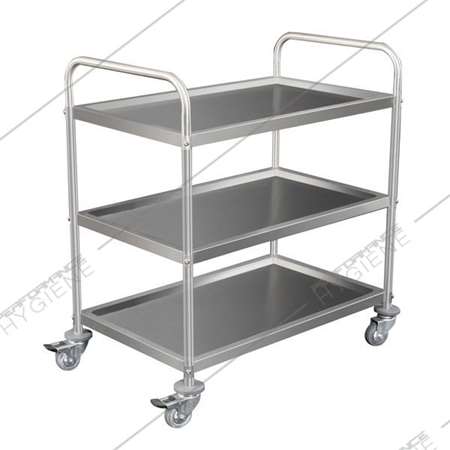 Chariot inox de service 3 niveaux - 86x56xH93cm