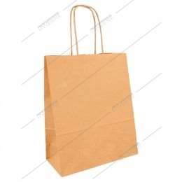 Image de Sacs papier kraft brun 18+8x22cm poignées rondes - lot 250