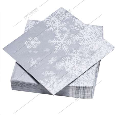 Image de Serviettes 40x40cm ouate 3P KALEIDOSCOPE argent - lot de 50