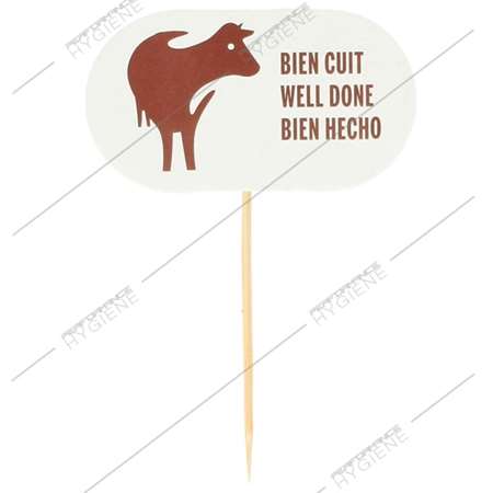 Image de Piques marqueur à viande Marron- cuisson bien cuit - lot 100
