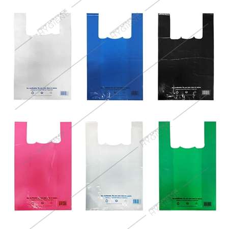 Image de Sacs bretelles PEBD vert 50µ 26+12x45cm - carton de 500