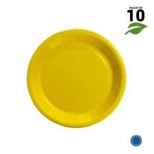 Assiette carton écoresponsable jaune Ø18cm - carton 380