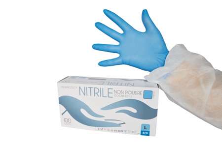 Image de Gants nitrile bleu non poudrés jetables - boite 90 -T11/XXL