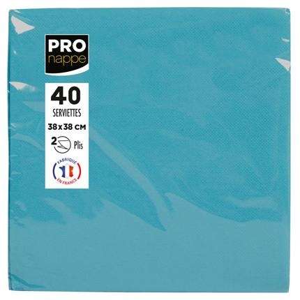 Serviettes 38x38cm double point (Turquoise) x 40 (1C=30)