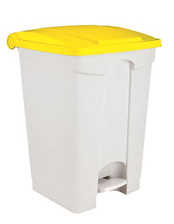 Image de Poubelle cuisine plastique blanche/jaune à pédale HACCP 45L