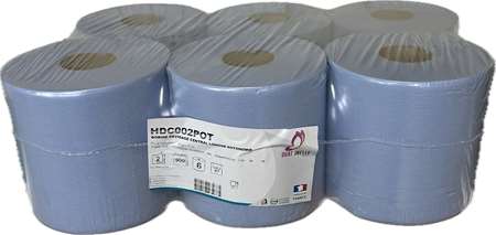 Image de Bobine 900F TOPMAX à DC pure ouate gaufrée bleue 2P - lot 6