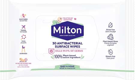 Lingettes désinfectantes surfaces MILTON - sachet 30 *PROMO*