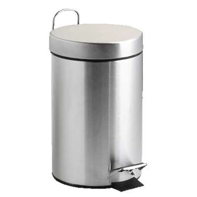 Image de Poubelle pédale en métal blanc ou inox 5L