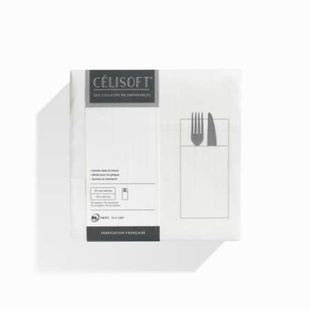 Serviettes 32x40cm célisoft lunch pochette blanc - c/500