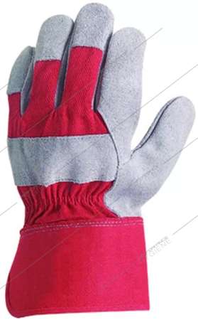 Image de Gants docker croûte vachette toile rouge- lot de 12 - T8/M